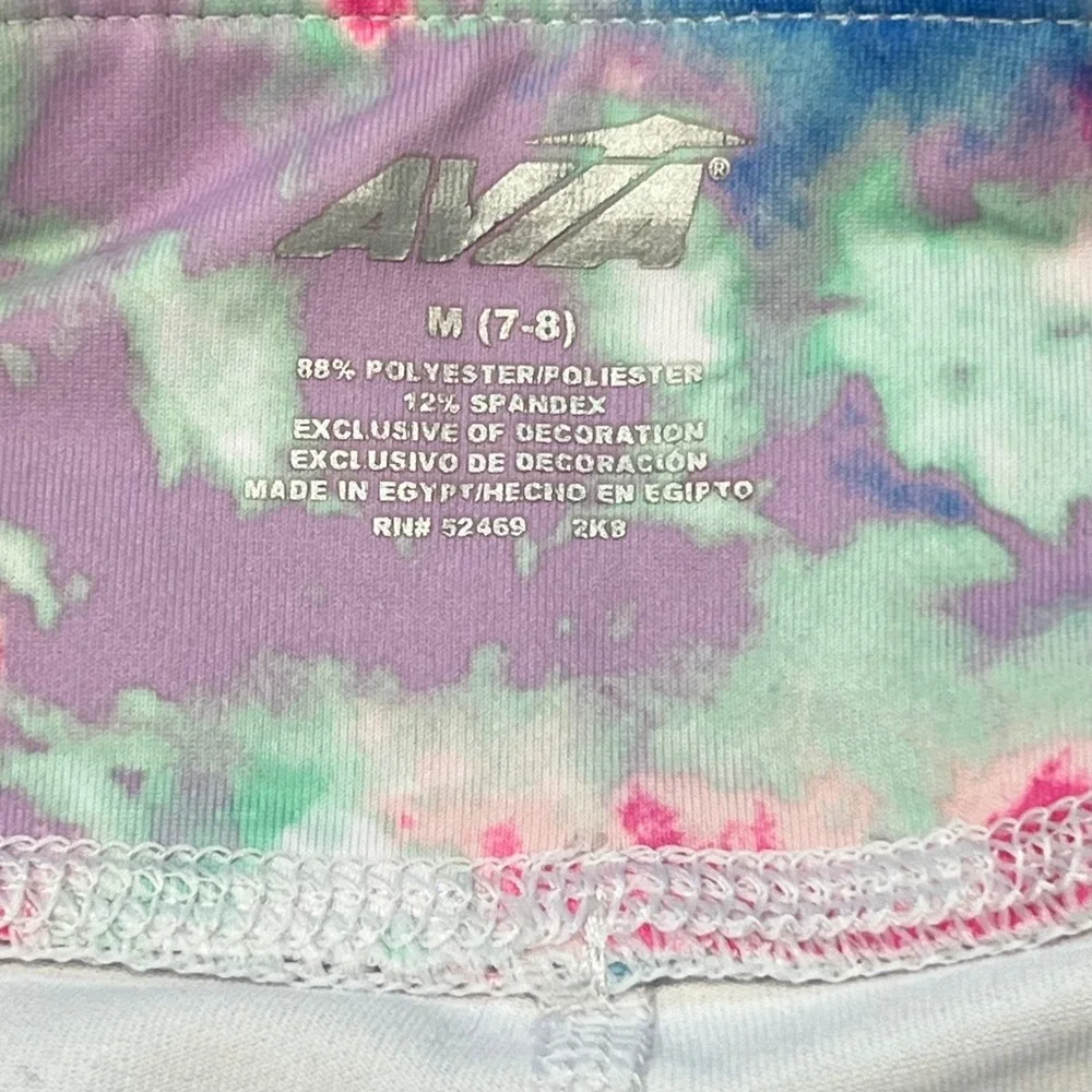 Girls Avia Active Capri Leggings Size M (7-8) Tie Dye Pink‎ Blue Green Purple